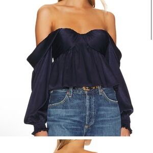 House of Harlow 1960 x Revolve Burna Blouse in Navy Small